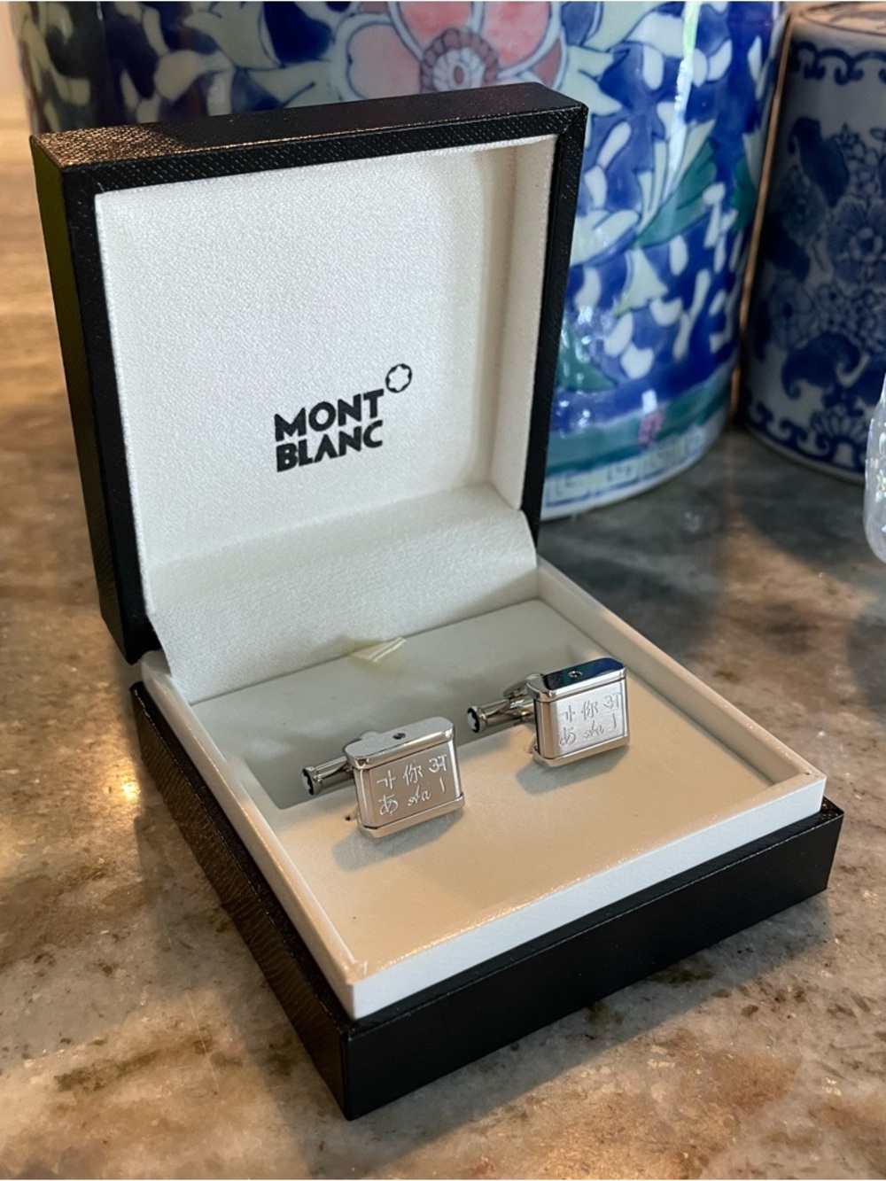 NIB Montblanc Unicef Literacy Reversible Cufflinks Stainless Steel Cufflinks